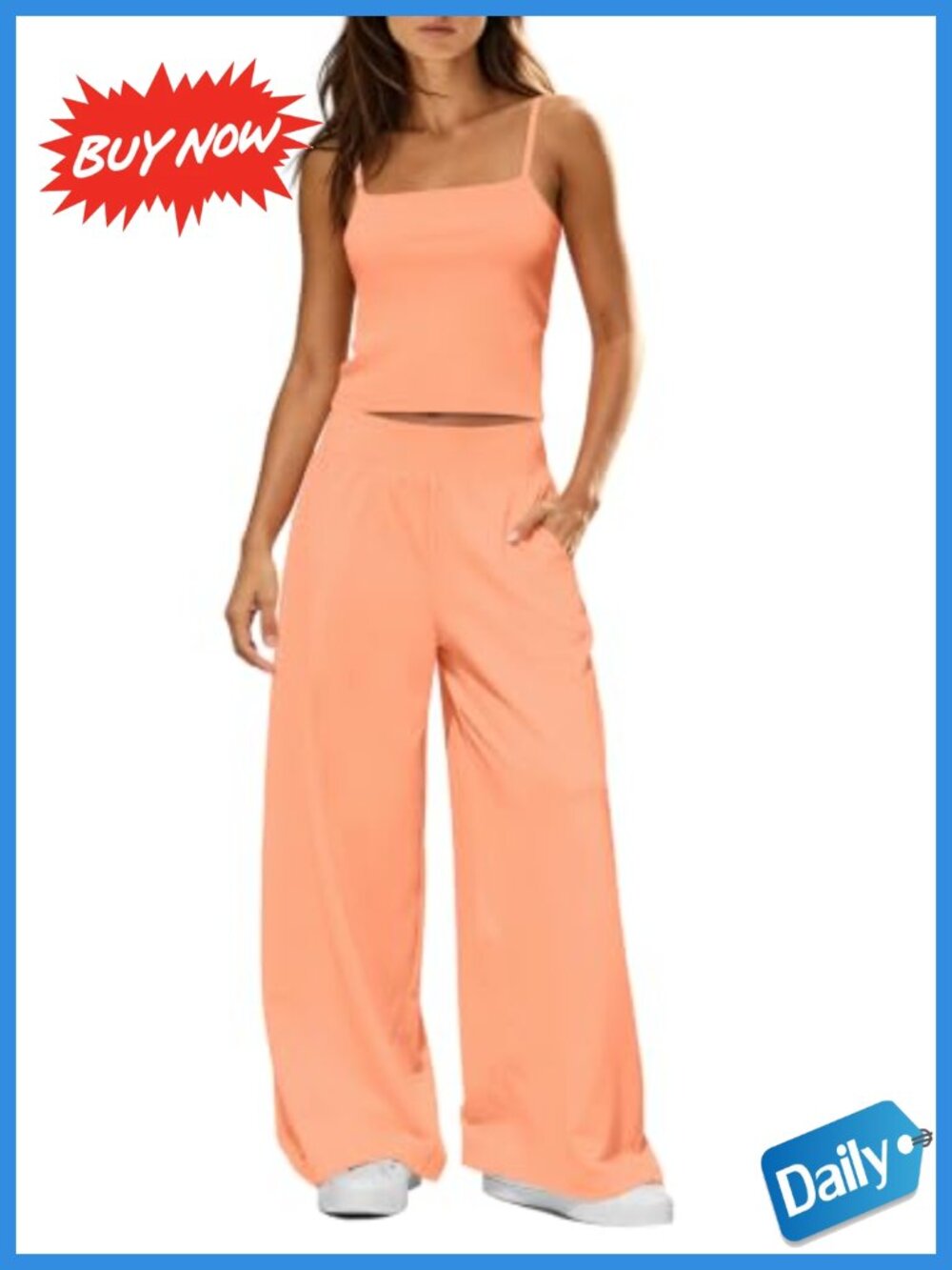 Ribbed Knit Lounge Set Padded Tank Top Wide Leg Pants 2 Piece